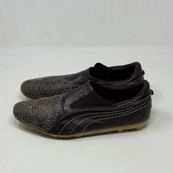 Puma Archive Shoes Womens 9.5 Brown Leather Japanese Design Vintage Sneakers - Picture 4 of 16